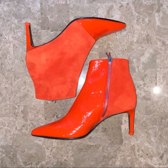 RAG & BONE Beha Bootie Red Suede & Patent Leather Point Toe Healed Ankle - Picture 6 of 8